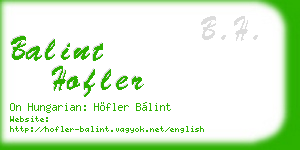 balint hofler business card